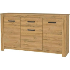 FORTE Havana Chest of Drawers with 3 Doors and 1 Drawer, Wood Composite, Antique Oak, 62 x 95.7 x 161.4 cm