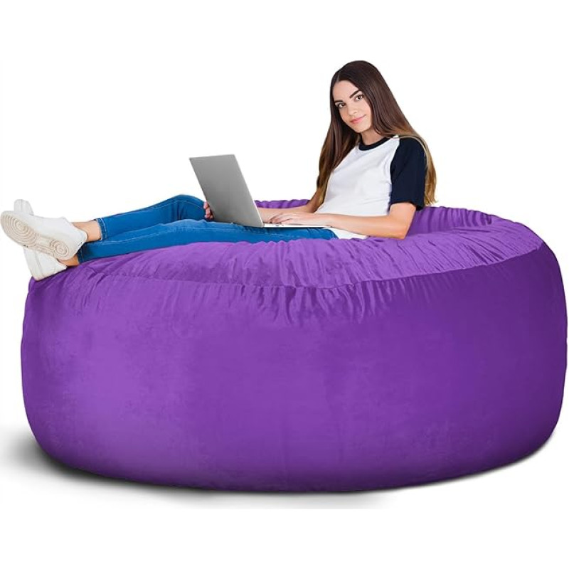 Luxury Purple Bean Bag Chair Cover (No Filler, Cover Only) Giant 6ft Washable Large Bean Bag Sofa Cover Sack Chair Cover for Family Room Decoration