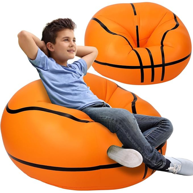 Menkxi Inflatable Bean Bag, Basketball Bean Bag, 43 Inch Creative Inflatable Sofa, Sports Ball, Household, Lazy Chair, PVC Air Cushion, Sofa for Living Room, Balcony, Garden, Camping, Hiking, 2