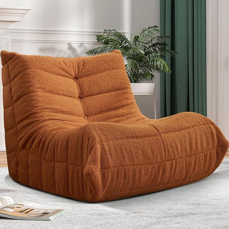 Cansunna Bean Bag Chair Sofa Sack Large Bean Bag Adult Fireplace Lounger Memory Foam Chair for Home Apartment or Playground Brown