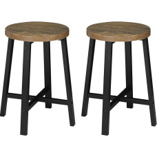 WOLTU BH370hov-2 Set of 2 Dining Room Chairs, Kitchen Stool, Stool with Metal Legs, Industrial Design, Vintage Wood Grain Black, Set of 2