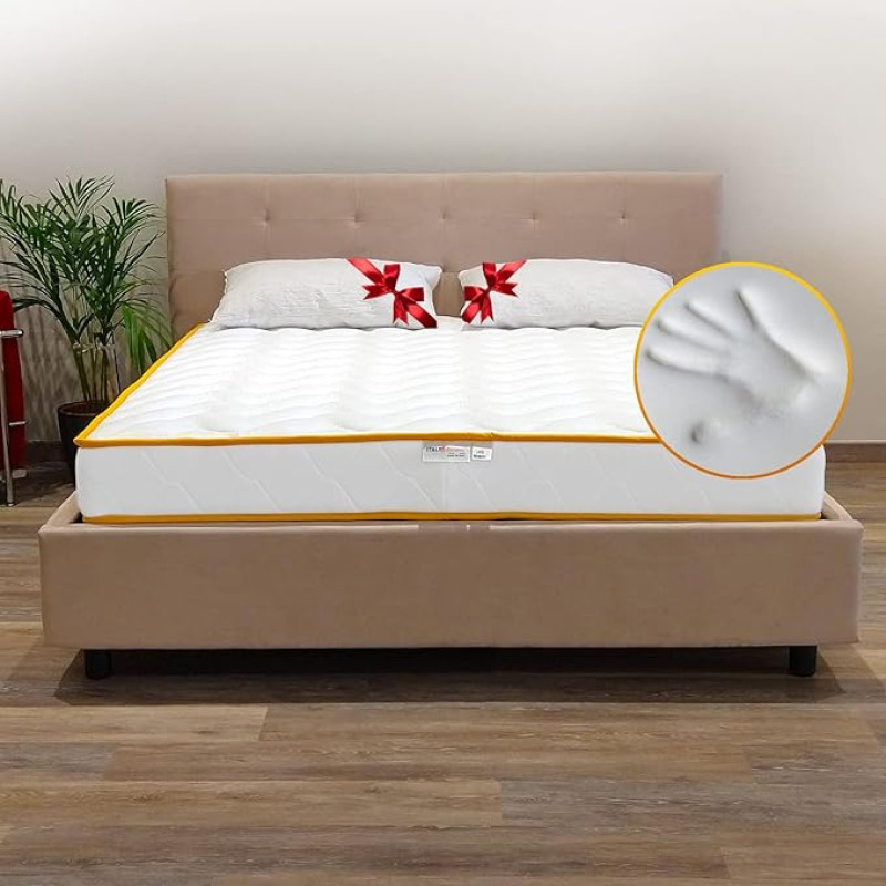 Matilde Height 22 cm Orthopaedic Mattress with 4 cm Memory + Promo Pillow - Heavy Duty Hypoallergenic and Dust Mite Proof Fabric Mattress Suitable for Any Net - Double 160 x 190 cm