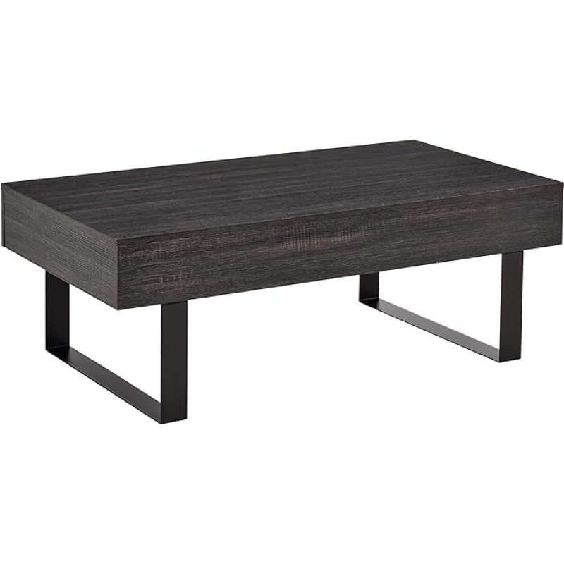 HOMCOM Coffee Table Side Table Sofa Table TV Table Coffee Table Living Room Table with Drawer Shelves Sturdy Steel Frame Easy Assembly Modern Wood Chipboard Metal Dark Grey 110 x 60 x 40 cm