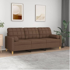 LAPOOH 3200793 3-Seater Sofa with Decorative Cushions Brown 180 cm Fabric, Sofas & Couches, Sofa Living Room, Sofa for Teenager's Room, Relaxing Sofa, Sofa for Bedroom, Upholstered Sofa