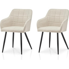 TUKAILAI Dining Room Chairs Set Made of Linen, Kitchen Chair with Backrest, Padded Seat, Armrests, Metal Legs, Upholstered Chair, Armrest, Kitchen, Dining Room, Living Room
