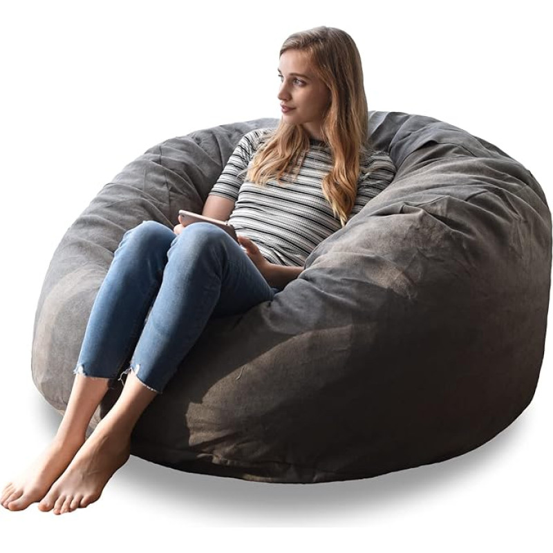 YuppieLife Robuster Sitzsackbezug, 122 cm, Dunkelgrau (ohne Füllstoff)