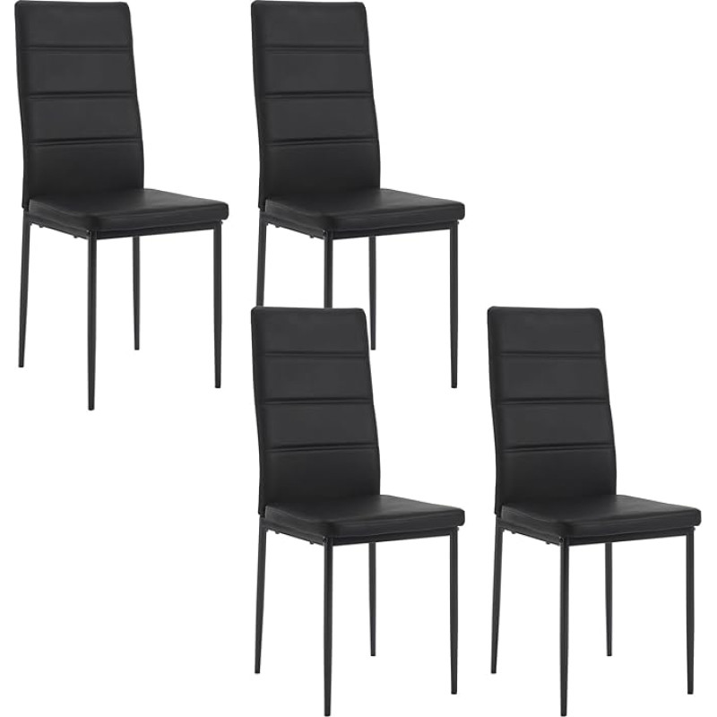 WOLTU EZS46sz-4 Dining Room Chairs Set of 4 Comfortable Kitchen Chairs Dining Chairs with High Back Metal Legs Makeup Chair Upholstered Chair for Dining Room Kitchen Living Room Faux Leather Black