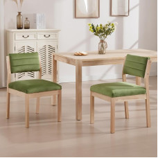 chairus Set of 2 Velvet Dining Room Chairs for Kitchens Vintage Upholstered Chairs Kitchen Chairs with Solid Wood Legs for Dining Room Living Room (Green)
