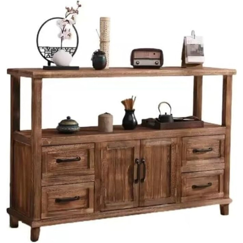 Vickyliou Entrance Table， Moderner Eingangsschrank und Sideboard – Wohnzimmer-Sideboard, Massivholz, Braun,Console Table with Storage
