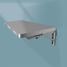 Klappbarer Esstisch aus Edelstahl, Wandmontage, 40 x 30 cm, platzsparender Klapptisch für Waschküche, Küche oder kleine Räume, mit stabiler Metallstütze