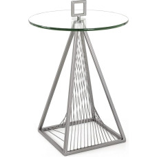 HAKU Möbel Art Deco Side Table Grey Metal Safety Glass 10 mm Dimensions Height 57 cm x Diameter 45 cm