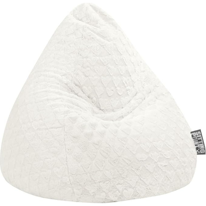 Sitting Point Fluffy Hearts XL Bean Bag Approx. 220 Litres White