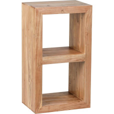 Wohnling Standing Shelf Solid Acacia Wood 88 cm High 2 Shelves Design Wooden Shelf Natural Product Side Table Country House Style Dark Brown Living Room Furniture Unique Real Wood Coffee Table Square