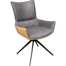 Riess Ambiente Alpine Swivel Design Chair Grey / Brown Black Metal Legs Armrests Dining Room Chair with Swivel Function