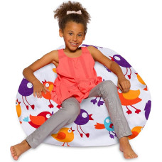 Posh Beanbags Sitzsack, groß, 96,5 cm, Segeltuch, Vögel auf Weiß