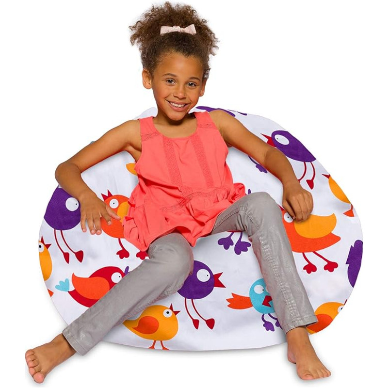 Posh Beanbags Sitzsack, groß, 96,5 cm, Segeltuch, Vögel auf Weiß