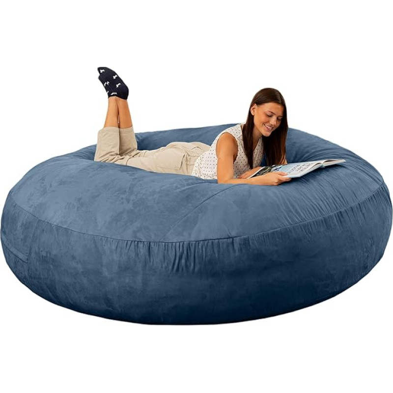 Jaxx 6 Foot Cocoon - 2-in-1 Convertible Bean Bag Bed & Large Bean Bag for Adults, Navy Blue