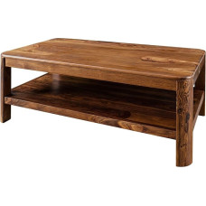 Massivmoebel24.de Toronto Coffee Table Made of Solid Wood #205 - Walnut, Waxed | Made of Sheesham Wood | 120 x 70 x 45 cm | Additional Storage Space | Coffee Table Side Table Sofa Table