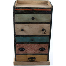 GURU SHOP Model 35 Solid Vintage Chest of Drawers, Highboard, Sideboard, Hallway Cabinet, Multi-Colour, 69 x 43 x 33 cm, Small Cabinets
