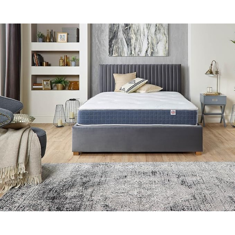 Aspire Beds Double Sided Pocket Spring Mattress 23cm with Temperature Control 1000 Pocket Spring Mattress Single (90 x 180cm) Blue Trim