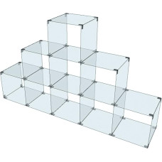 Pyramid Glass Display Cabinet 9 Compartments Glass Panels 30 x 30 cm or 40 x 40 cm Normal Glass Display Case Pyramid Shelf Display Cabinet Exhibition Display Cabinet Sales Shelf Glass