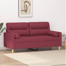 Xichuzi 3200827 2-Seater Sofa with Decorative Cushions Wine Red 140 cm Fabric, Sofas & Couches, Sofa Living Room, Sofa for Teenager's Room, Relaxing Sofa, Sofa for Bedroom, Upholstered Sofa
