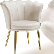 tectake® Cuddly Chair, Modern Armchair, Shell Chair, Living Room Chairs, Dining Room Chair, Kitchen Chair, Cocktail Chair, Bedroom, Living Room, Dining Room Chairs - Velvet, Cream/Gold