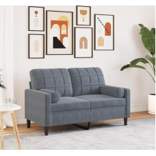 Xichuzi 3278210 2-Seater Sofa with Decorative Cushions, Dark Grey, 120 cm, Velvet, Lounge Sofa, Sofas & Couches, Relaxing Sofa, Couch for Living Room
