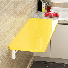 Wall-Mounted Drop-Leaf Table & Folding Desk - Versatile Space-Saving Dining & Workstation for Home Office Kitchen Bar - Yellow 120x60cm
