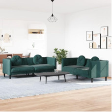 qohoio 3209259 2-Piece Sofa Set with Cushion Sofa Living Room Sofa Set Sofas for Living Room Dark Green Velvet