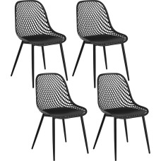 Klihome Set of 4 Dining Room Chairs with Backrest Metal Legs, Kitchen Chair Shell Chair Living Room Chair Scandinavian Modern Black K0023EZS-4