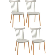 HOMCOM Set of 4 Scandinavian Style Dining Chairs High Back Polypropylene Beech Legs for Living Room Bedroom Kitchen Office Grey