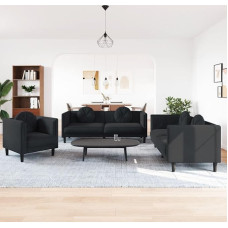 qohoio 3-TLG. Sofagarnitur mit Kissen Sofa Wohnzimmer Sitzgruppe Wohnzimmer Sofa Set Sofas FüR Wohnzimmer Schwarz Samt - 3209252