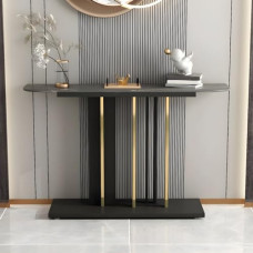 Konsolen-Sofa-Tische, schmaler Konsolentisch, Konsolentisch, moderner Karbon-Konsolentisch mit schwarzer Steinplatte, kratz- und schmutzabweisend, Akzenttisch für den Eingangsbereich, Schwarz mit