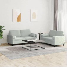 qohoio 3201994 2-Piece Sofa Set with Cushion Sofa Living Room Sofa Set Sofas for Living Room Light Grey Velvet