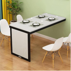 Wall-Mounted Folding Dining Table - Space-Saving Convertible Desk for Office Bedroom Kitchen - Compact MDF Wall Table for Small Spaces Versatile Fold-Up Design