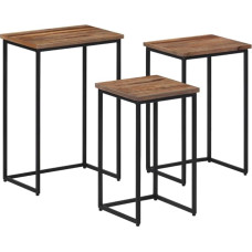 vidaXL Set of 3 Coffee Table with Metal Frame Side Table Sofa Table for Living Room Bedroom Office Table Coffee Table Solid Wood Teak