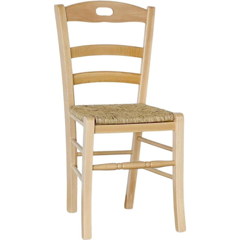 OKAFFAREFFATO MADDALONI Loris Dining Chair Natural Wood with Straw Seat