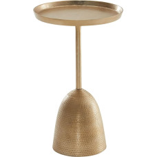 FineBuy Side Table Gold 33 x 33 x 53 cm Aluminium Small Sofa Table Metal Round Living Room Table Couch Modern Coffee Table High