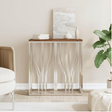 Gecheer Console Table Side Table Sofa Table Hallway Table Coffee Table Decorative Sideboard Entrance Table Narrow Wooden Table Exhibition Table for Living Room, Hallway, Silver Stainless Steel and