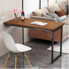 Wall Mounted Drop Leaf Dining Table - Wooden Folding Table Space-Saving Floating Desk Fold-Down Workstation for Home Office Laundry Room Garage Kitchen