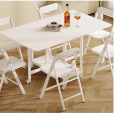 Ausziehbarer Esstisch mit 6 Stühlen, höhenverstellbar, platzsparend, Küchentisch auf Rädern für kleine Wohnungen, vielseitiger Arbeitsschreibtisch (150 cm)