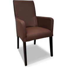 Quattro Meble David Arm Extra Leather Dining Room Chairs with High Back Chairs Leather Chairs Armchair with Armrests Genuine Leather Dining Room Chair Leather Toledo Espresso Brown