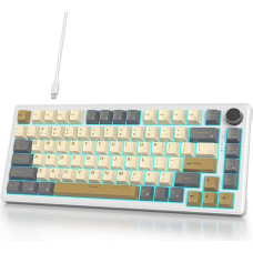 SbocKeeb V500 Mechanical Keyboard with Button, American QWERTY 75% Wired Gaming Keyboard, Seal Hot Swap, Pre-Lubricated White Switch RGB, for PC, MAC Shimmer