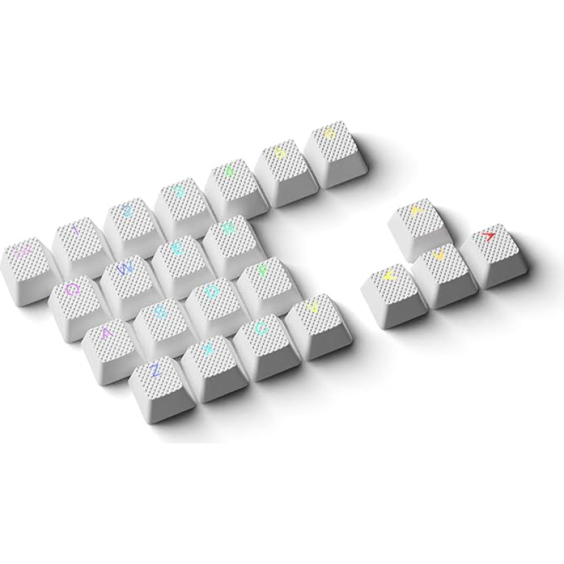 HK Gaming Rubber Keycaps Set, Non-Slip Texture, Double Shot Keycap Set, 23 Keys OEM Profile Keycaps, for Mechanical Keyboard, Compatible with Cherry MX, Gateron, Kailh, White