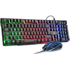 Rii Gaming RK108 (Italian Layout) - Set with Keyboard RK100+ and Gaming Mouse, LED Backlight, Sensitivity Adjustable up to 3200 dpi