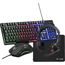 THE G-LAB - Sulfur 4 in 1 Gaming Pack - Gaming Keyboard, Gaming Mouse, 3200 DPI Gaming Headphones, RGB, Non-Slip Mat, Full Gaming Setup