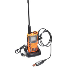 QUANSHENG UV-K6 raadio 5W Walkie Talkie pikamaa laetav käsiraadio täiskasvanutele Politsei raadio FM, NOAA, C-tüüpi laadimine, 200 kanalit (UA-K6 koos kaabliga)