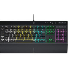 Corsair K55 RGB PRO Gaming Keyboard with Wired Membrane (Dynamic RGB Backlight, 6 Macro Keys with Elgato Software Integration, Waterproof and Dustproof IP42), AZERTY, Black
