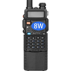 Baofeng BF UV-5R kolmekordne 8/4/1 vatti suure võimsusega pikamaa kahesuunaline raadio (144MHz-146MHz VHF ja 430MHz-440MHz UHF), kahesageduslik kaasaskantav Walkie Talkie 3800mAh akuga (must)